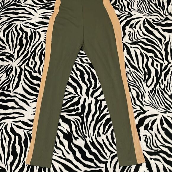 Soleboy race car green two toned jumper ribbed criss cross body suit size large - Picture 3 of 13